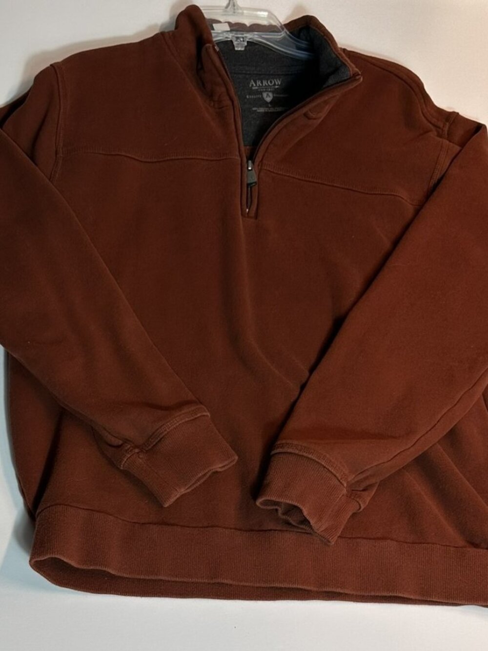 Arrow Rust Brown Fleece Lined Quarter Zip Pullover L